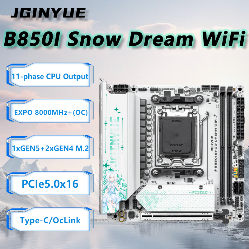 JGINYUE B850i Snow Dream WiFi  - Nas Motherboard 8 Sata Mini Itx ulasan dan harga