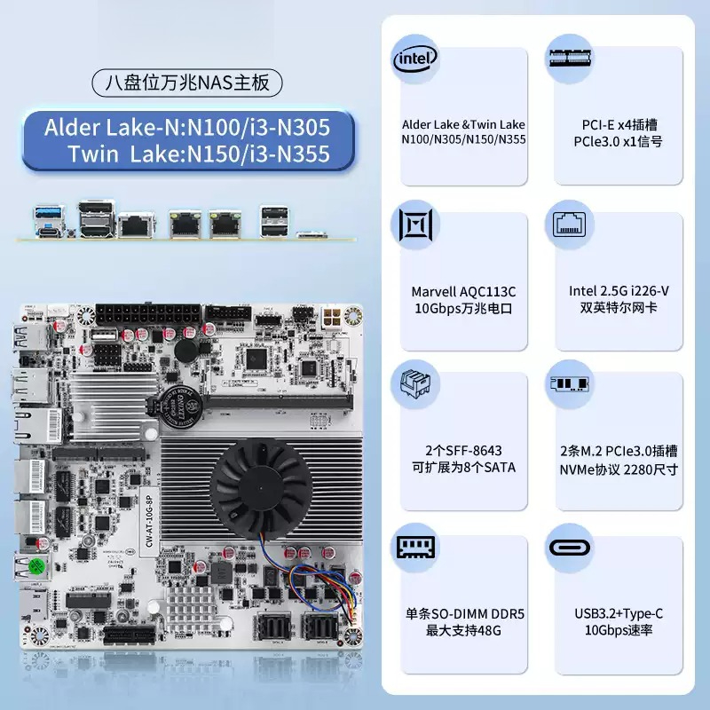 8-Bay NAS Motherboard with  N1 - Nas Motherboard 8 Sata Mini Itx ulasan dan harga