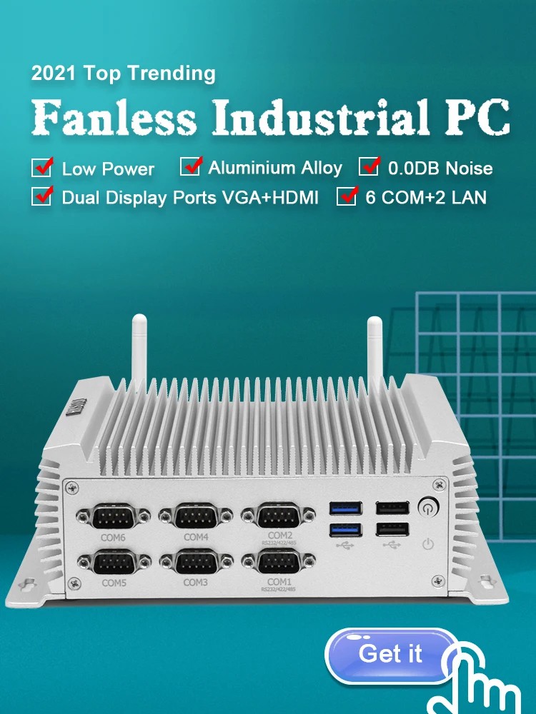 Industrial PC fanless mini pc  - Fanless Industrial Pc Rs485 Core I7 ulasan dan harga