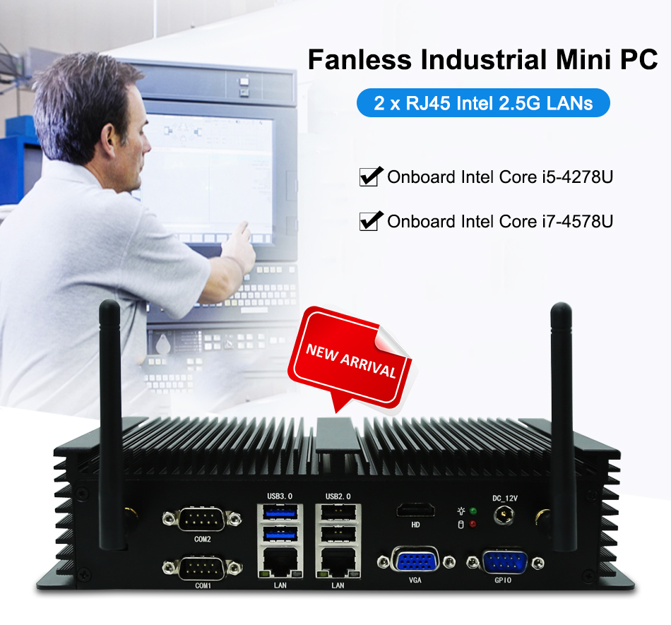 Fanless Embedded PC Intel Core - Fanless Industrial Pc Rs485 Core I7 ulasan dan harga