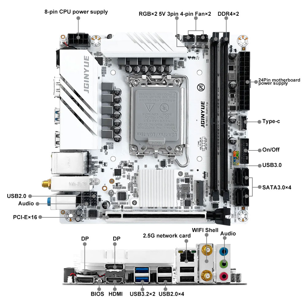 JGINYUE B760 Motherboard LGA 1 - Lga1700 Itx Motherboard Ddr5 ulasan dan harga